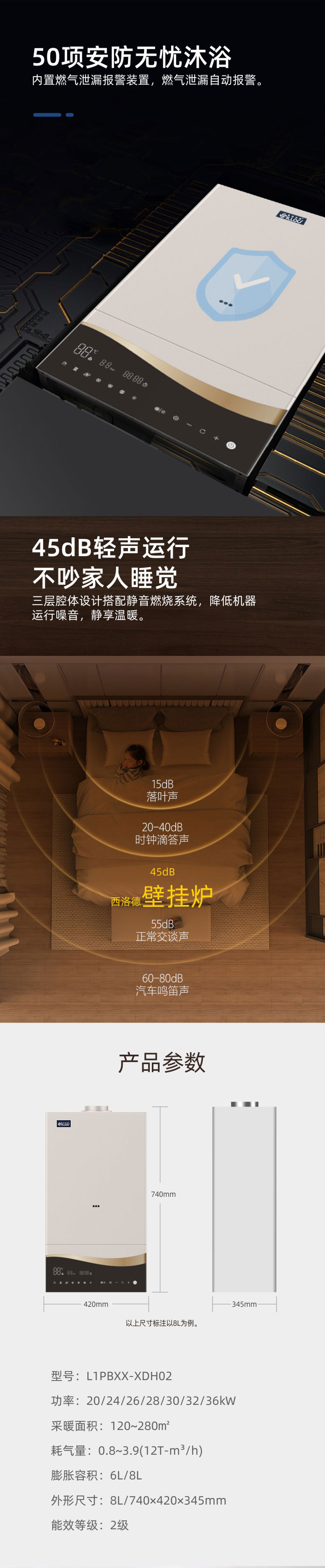 西沃系列壁掛爐產品安全功能和參數介紹